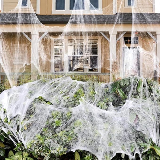 1000 sqft Spider Webs Halloween Decorations Bonus with 30 Fake Spiders, Super Stretch Cobwebs for Halloween Indoor and Outdoor Party Supplies