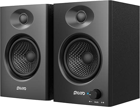 OHAYO 60W Computer Speakers for Music and Gaming, Active Bluetooth 5.3, Stereo 2.0 Speakers for Desktop PC or Laptop, 3.5mm Aux RCA Input, USB-Powered, 1 Pair, Black
