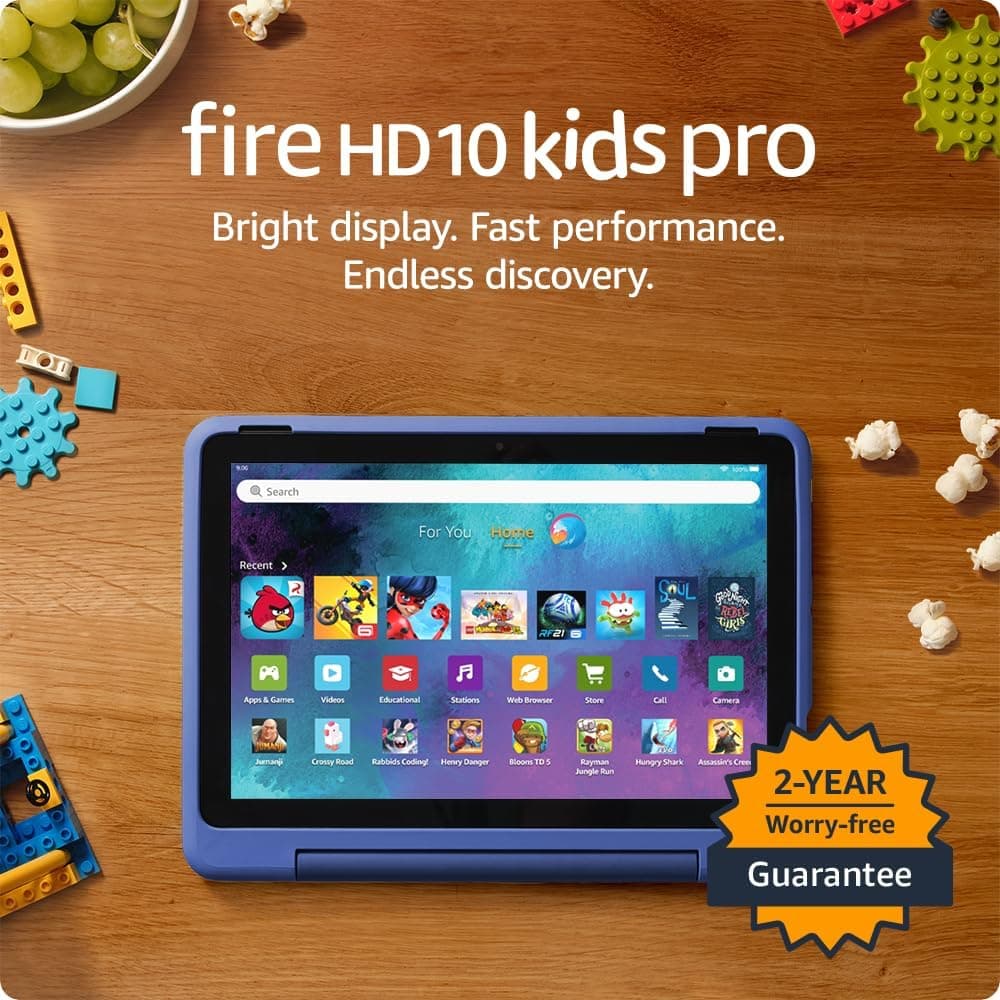 Amazon Fire HD 10 Kids Pro tablet (newest model) ages 6-12. Bright 10.1" HD screen, includes ad-free content, robust parental controls, 13-hr battery and slim case for older kids, 32 GB, Nebula
