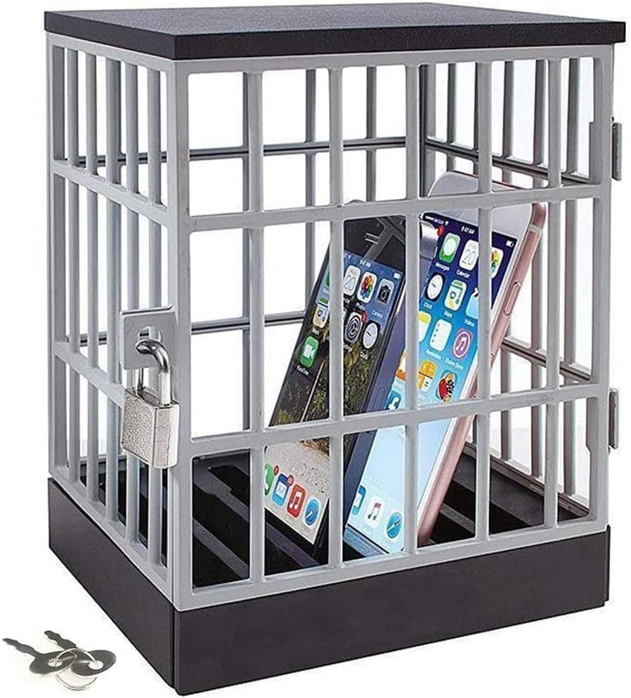 Cell Phone Jail with Lock and Keys, Cell Phone Jail Lock Box,Smartphone Storage Gadget - Family Time, Party Fun Novelty Gift Idea
