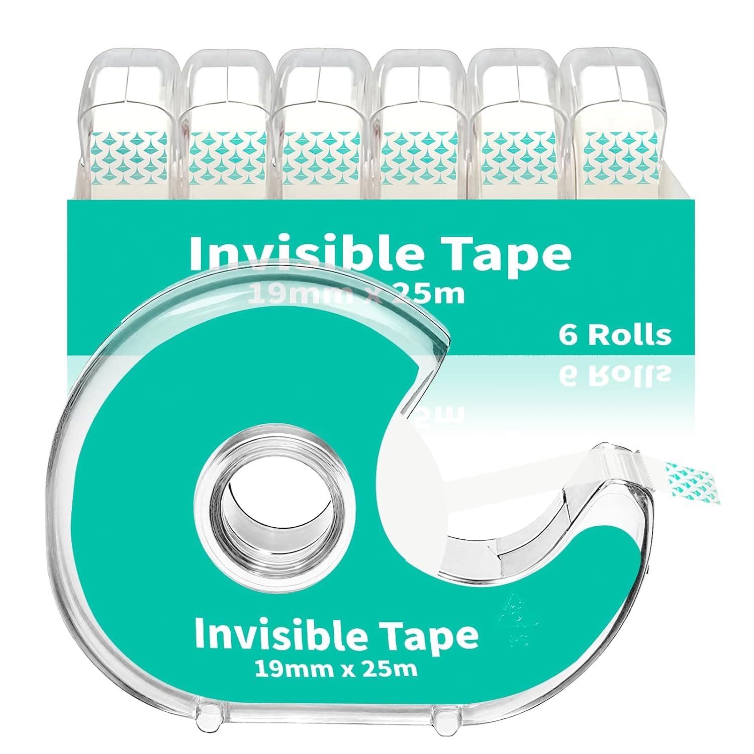 6 Invisible Clear Tape, Transparent Tapes with Refillable Dispenser, 3/4 X 1000 Inches Frosted Writable, Clear Tape Refill Rolls for Gift Wrapping, Home, School Office Supplies