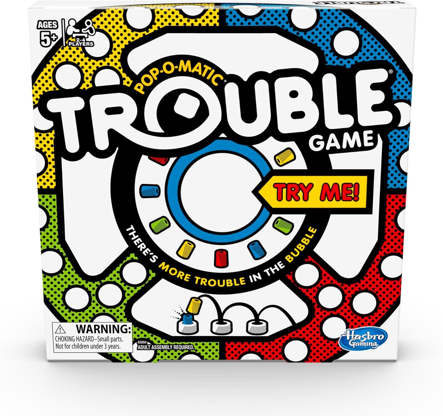 Hasbro Gaming Trouble Board Game for Kids Ages 5 and Up 2-4 Players