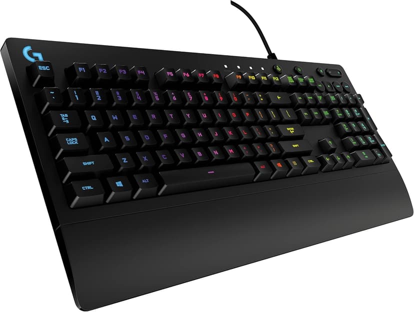 Logitech G213 Prodigy Wired Gaming Keyboard, LIGHTSYNC RGB Backlit Keys, Spill-Resistant, Customizable Keys, Dedicated Multi-Media Keys – Black