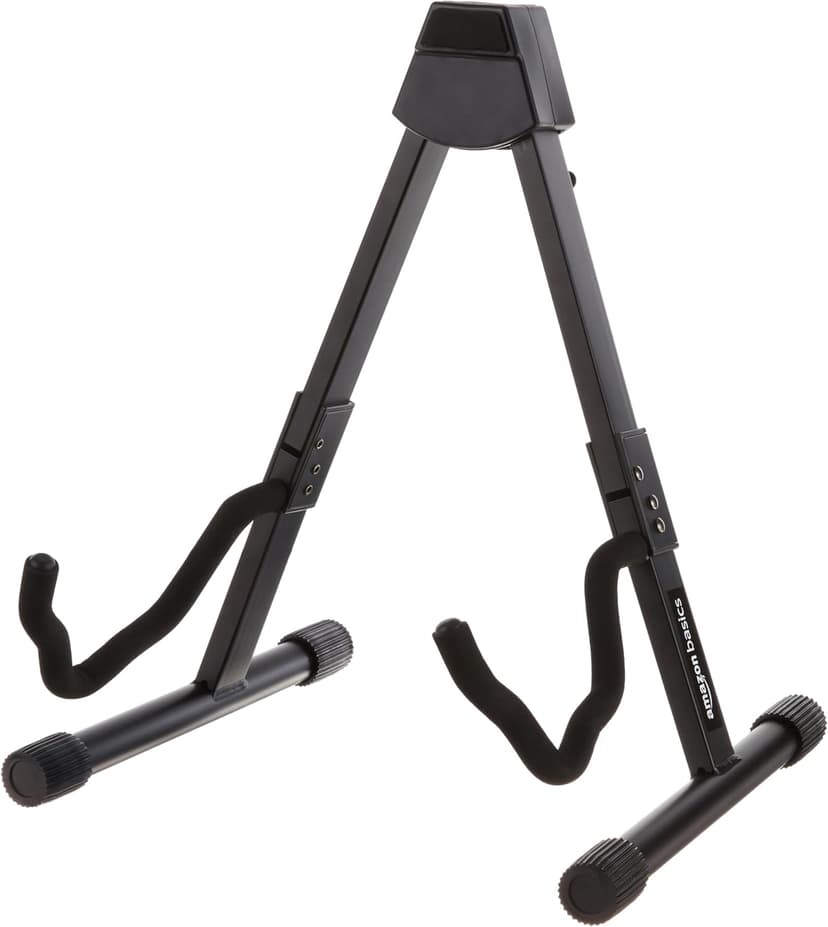 Amazon Basics Adjustable Folding Guitar Stand, A-shape, Fully Assembled - For School Music Program, Concerts & Multiple Users, Black, 8.66 x 15.16 x 3.74 inches