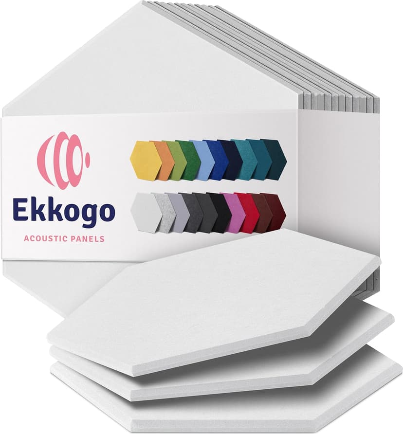 Acoustic Panels - 12-Pack Soundproof Wall Panels, 12"X10.4"X0.4", High Density Sound Dampening - White