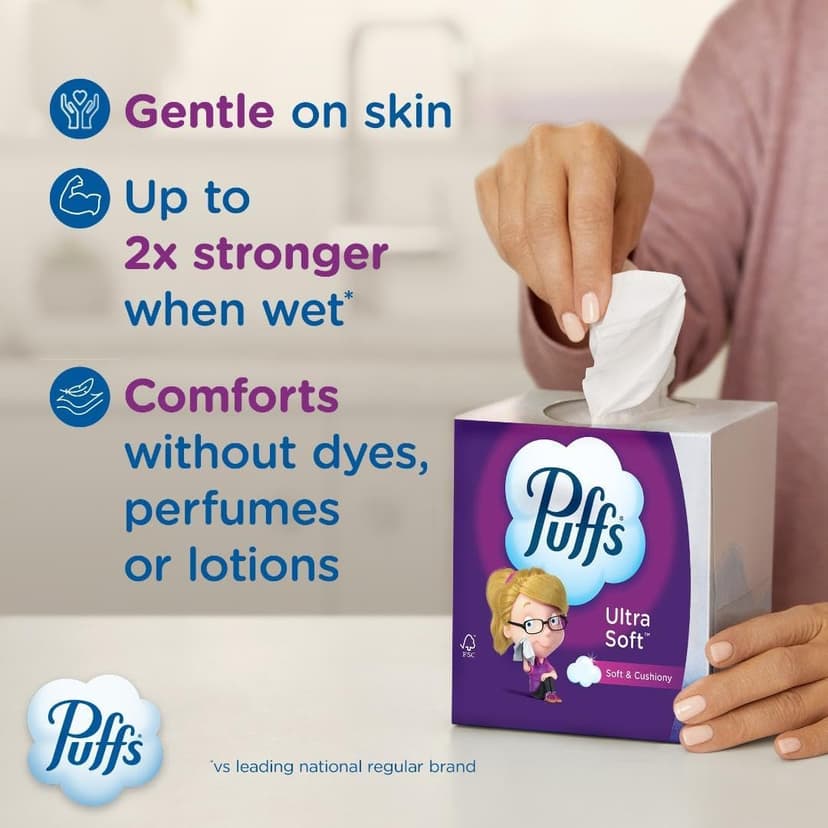 Puffs Ultra Soft Non-Lotion Facial Tissues, 1 Cube, 48 Tissues Per Box