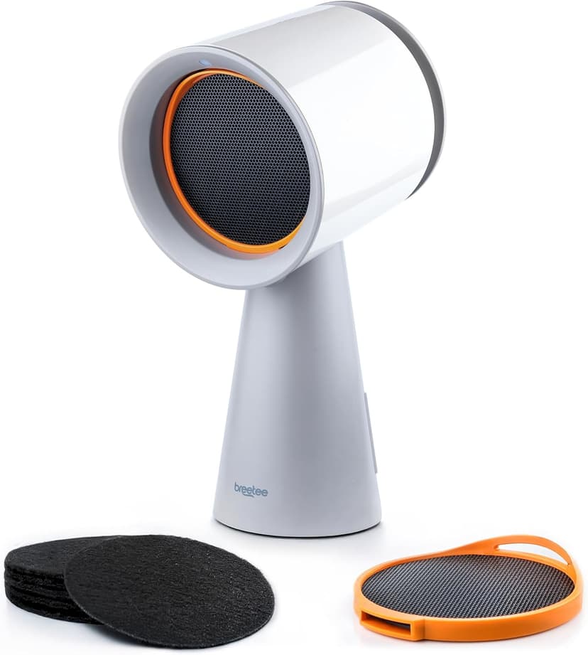 BREETEE Portable Range Hood Kitchen–5-Layer Filter Compact Desktop Exhaust Fan, Powerful 3-Speed Smoke Removal, Low Noise Countertop Range Hood, Oil Cup, for Apartments, Dorm, RV, Indoor BBQ–Off-white