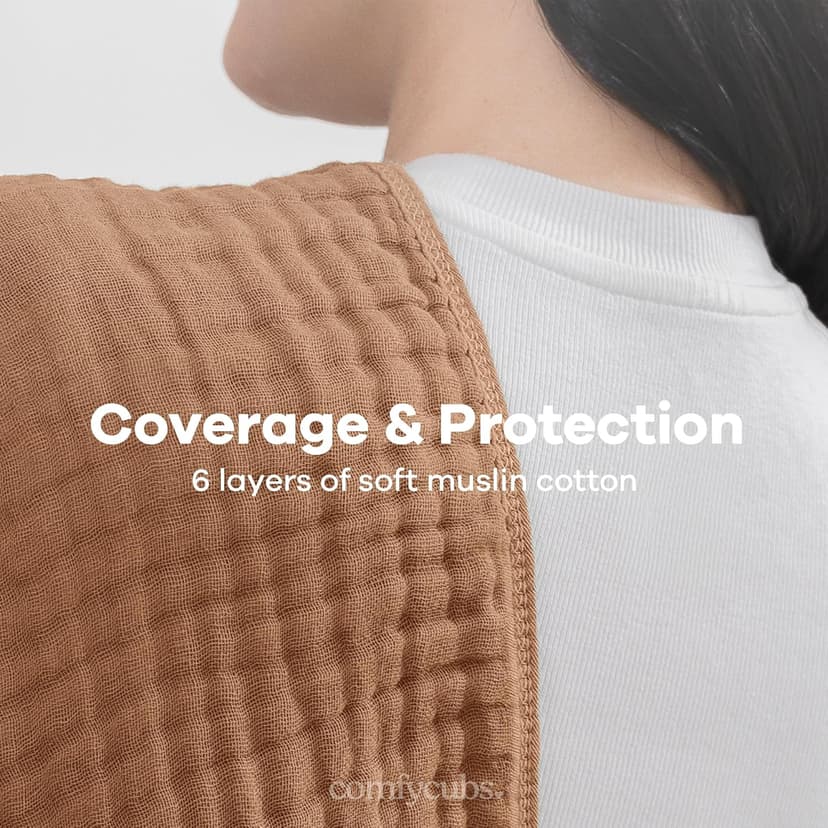 Comfy Cubs Muslin Burp Cloths 20" x 10", Pack of 10 - Large, 6-Layer, Ultra Absorbent 100% Cotton for Baby Drool and Messes - Soft, Safe & Gentle Baby Burp Cloths for Boys & Girls - Multi