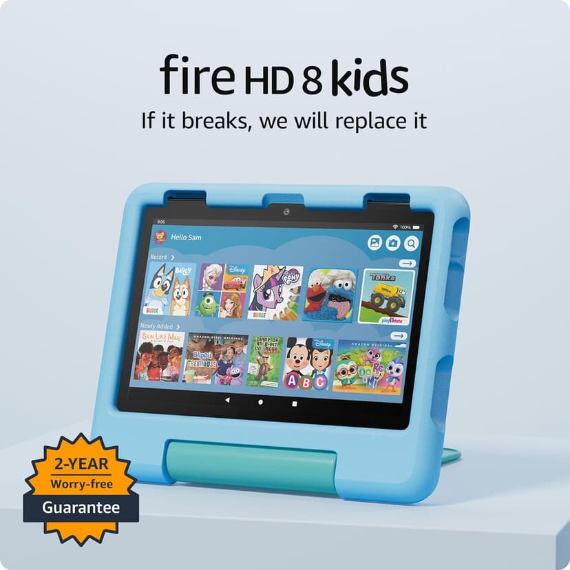 Amazon Fire HD 8 Kids tablet (newest model), ages 3-7. With bright 8" HD screen. Includes ad-free and exclusive content, parental controls and 13-hr battery, 32GB, Blue
