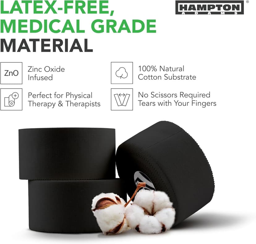 Hampton Adams | As Seen on Shark Tank | Original Athletic Sports Tape (3-Pack) | 45ft Rolls | Very Strong Easy Tear NO Sticky Residue | Best Tape for Athlete & Trainers | Fingers Ankles Wrist