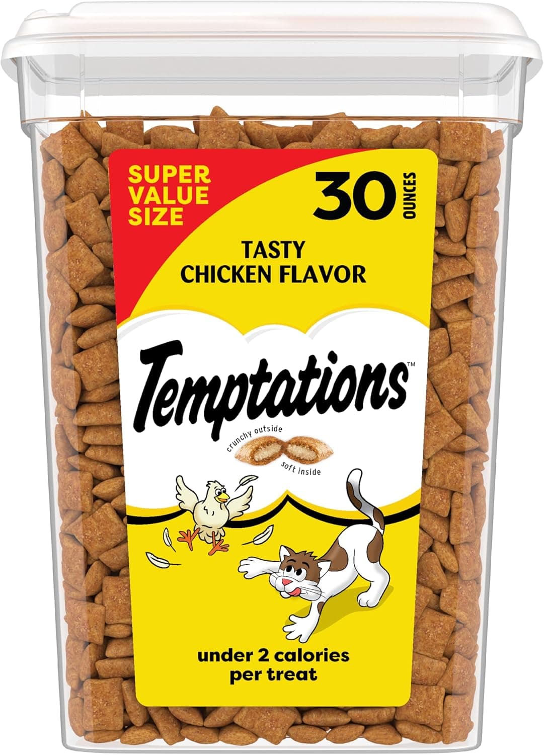 Temptations Classic Crunchy and Soft Cat Treats Tasty Chicken Flavor, 30 oz. Tub